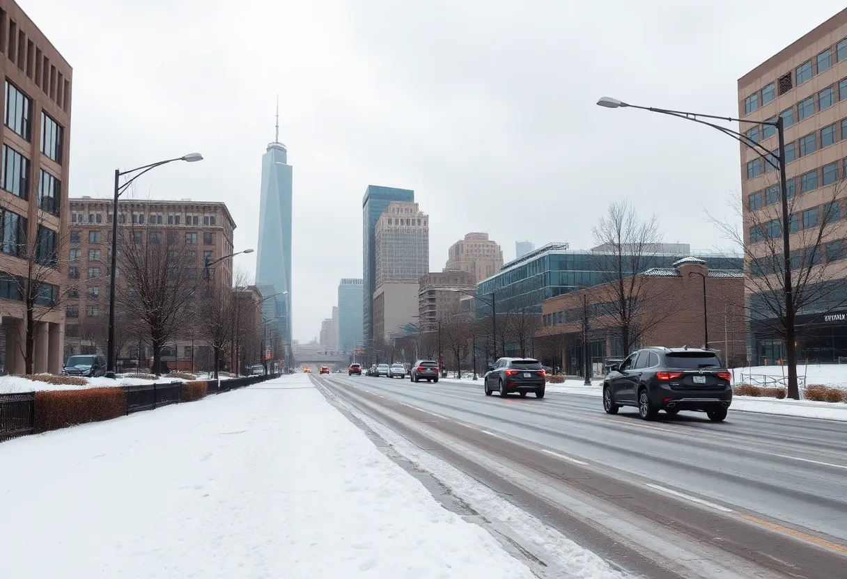 Icy roads in Indianapolis during winter
