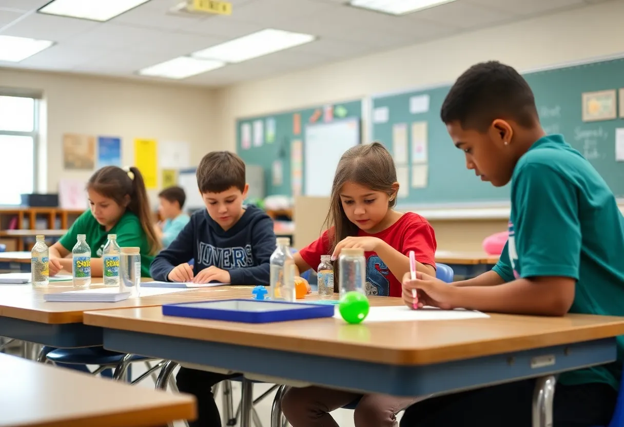 Students participating in a STEM educational activity in Indiana