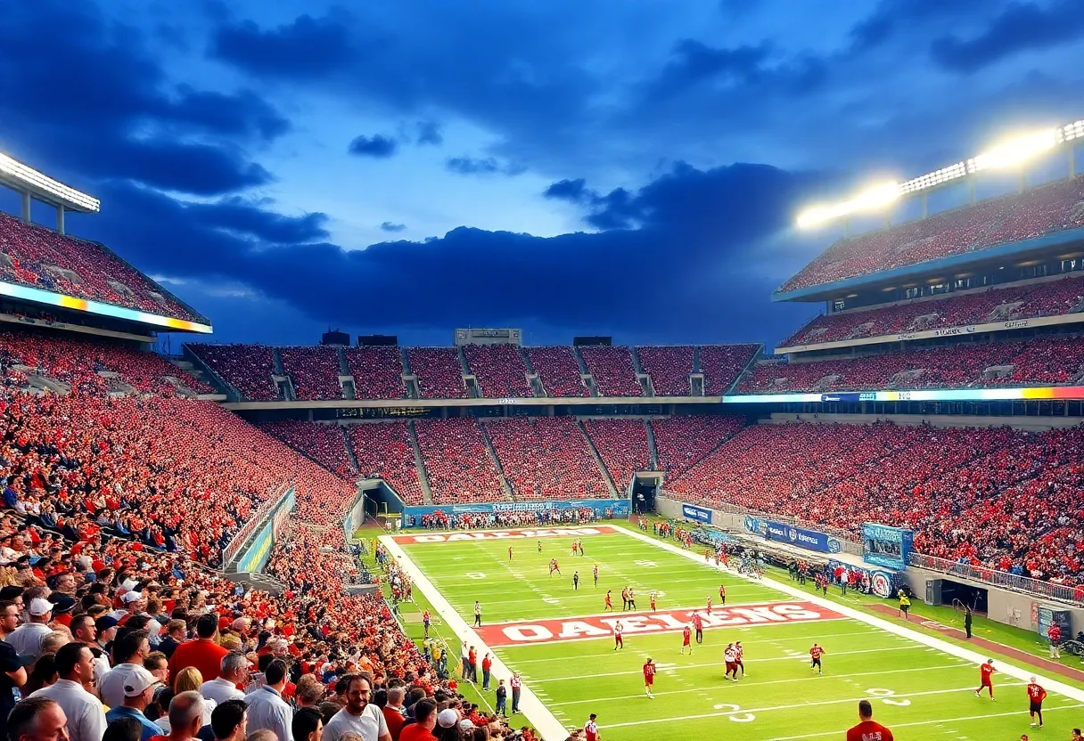 Fans celebrating during an Indiana football game.
