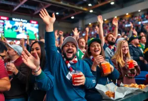 Fans enjoying the Indiana football watch party at Fishers Event Center