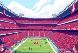 Crowd of Indiana Hoosiers football fans at a stadium