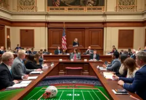 Indiana Senate session discussing legislation on schools and sports