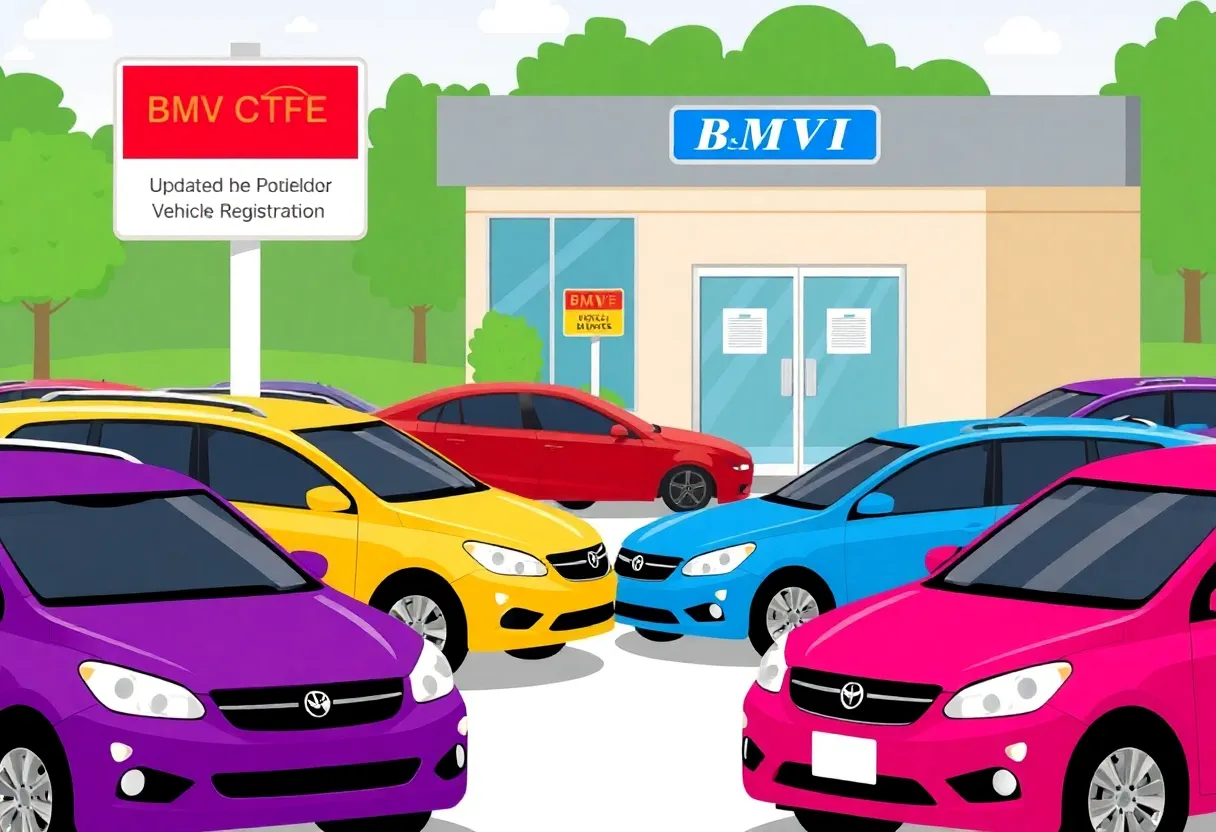 Different vehicles representing new color registration law in Indiana