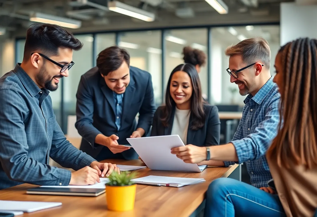 Collaborative workplace environment representing workforce development in Indiana.