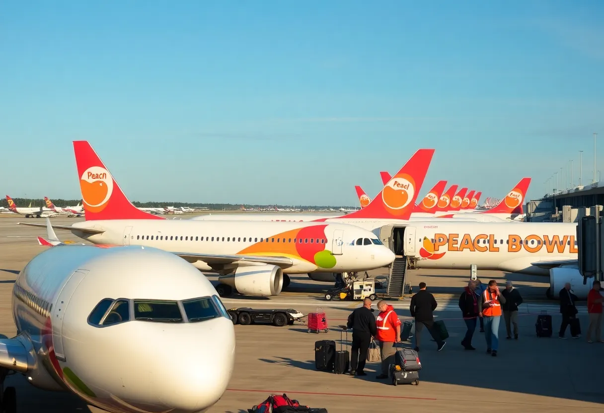 Airplanes at Indianapolis Airport for Peach Bowl