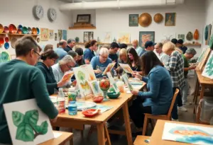 Participants engaged in art workshops at the Indianapolis Art Center