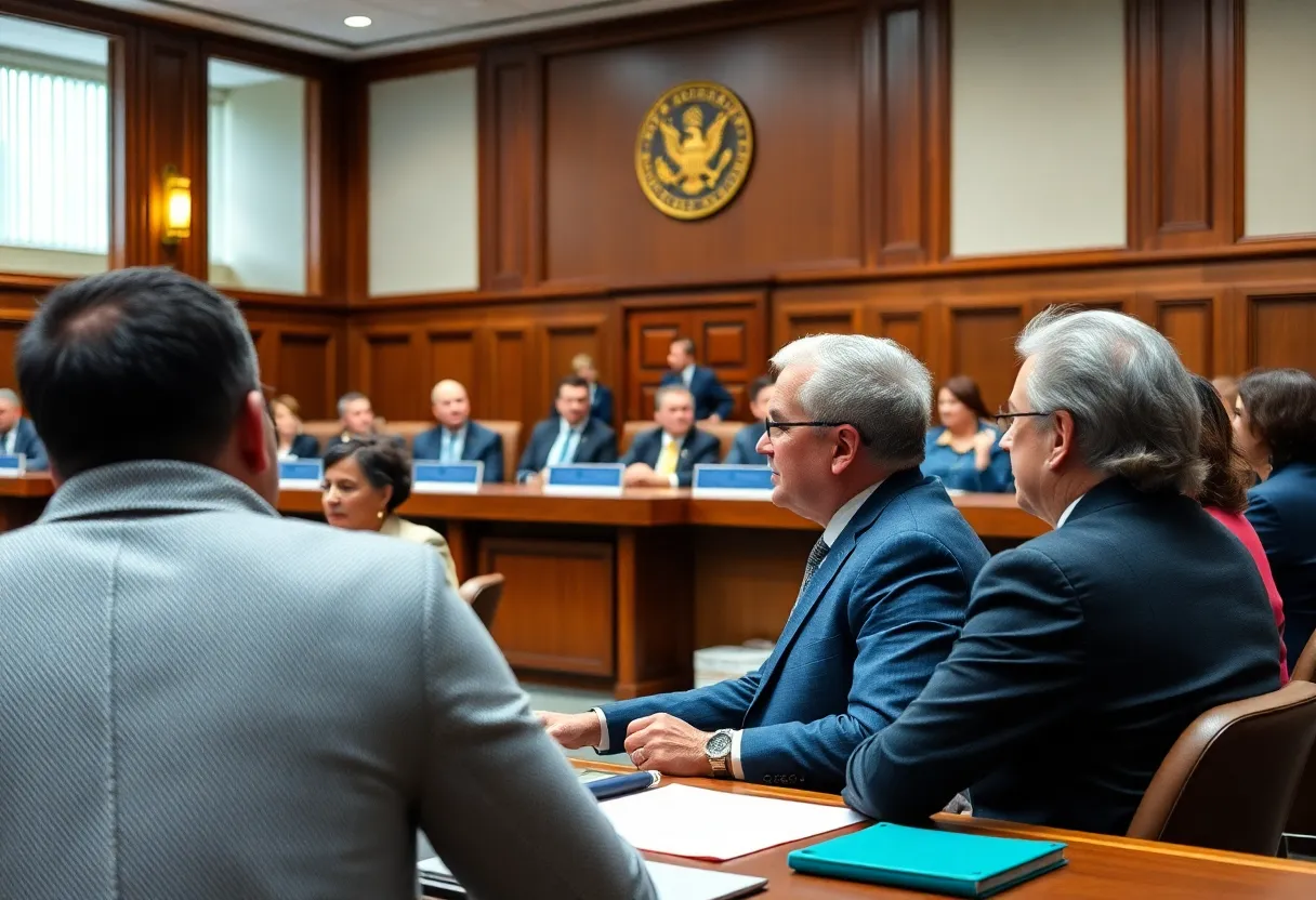City council members in a meeting discussing leadership changes