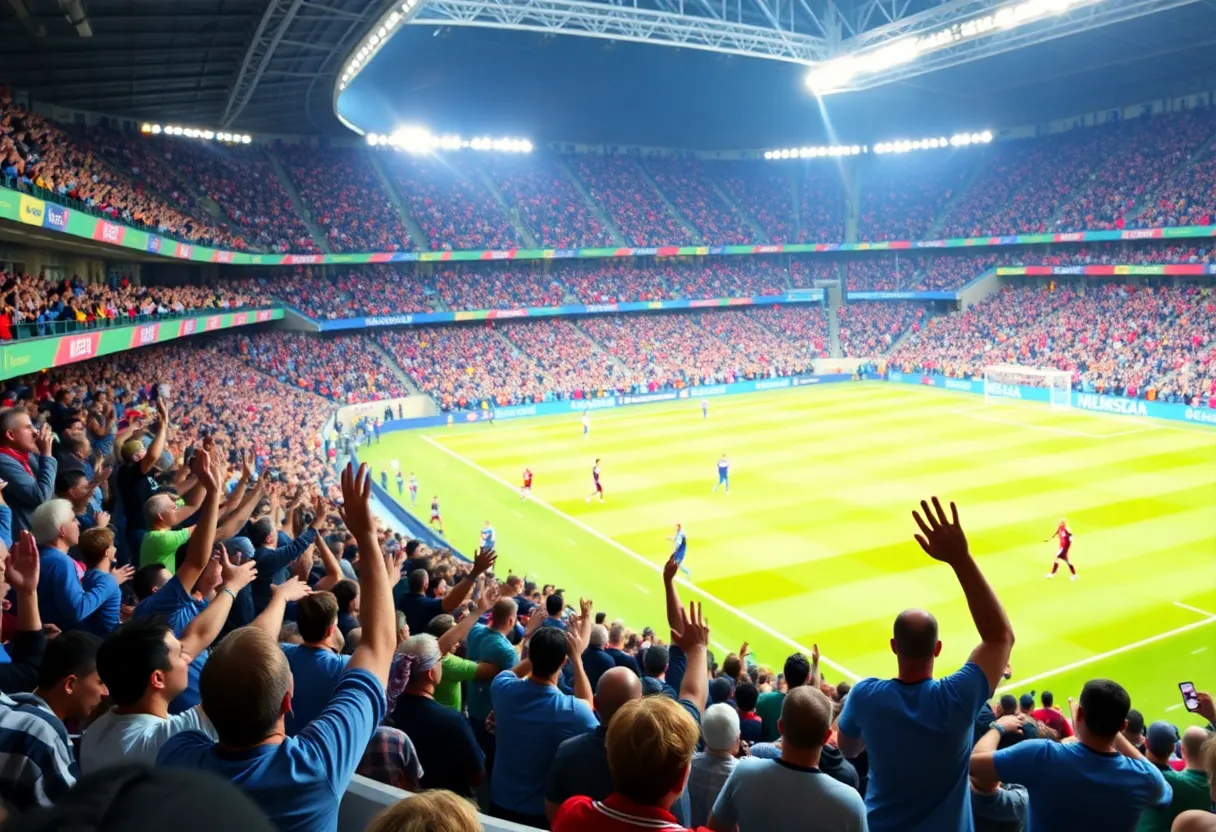 Football fans at Lucas Oil Stadium during a game