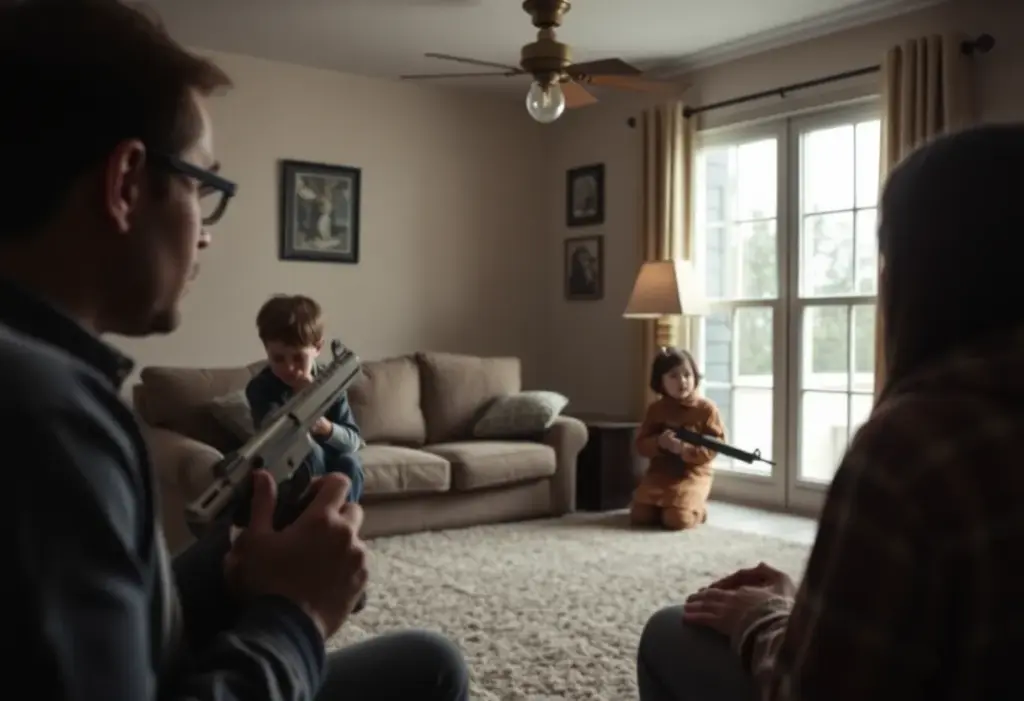 Illustration highlighting responsible firearm storage and child safety