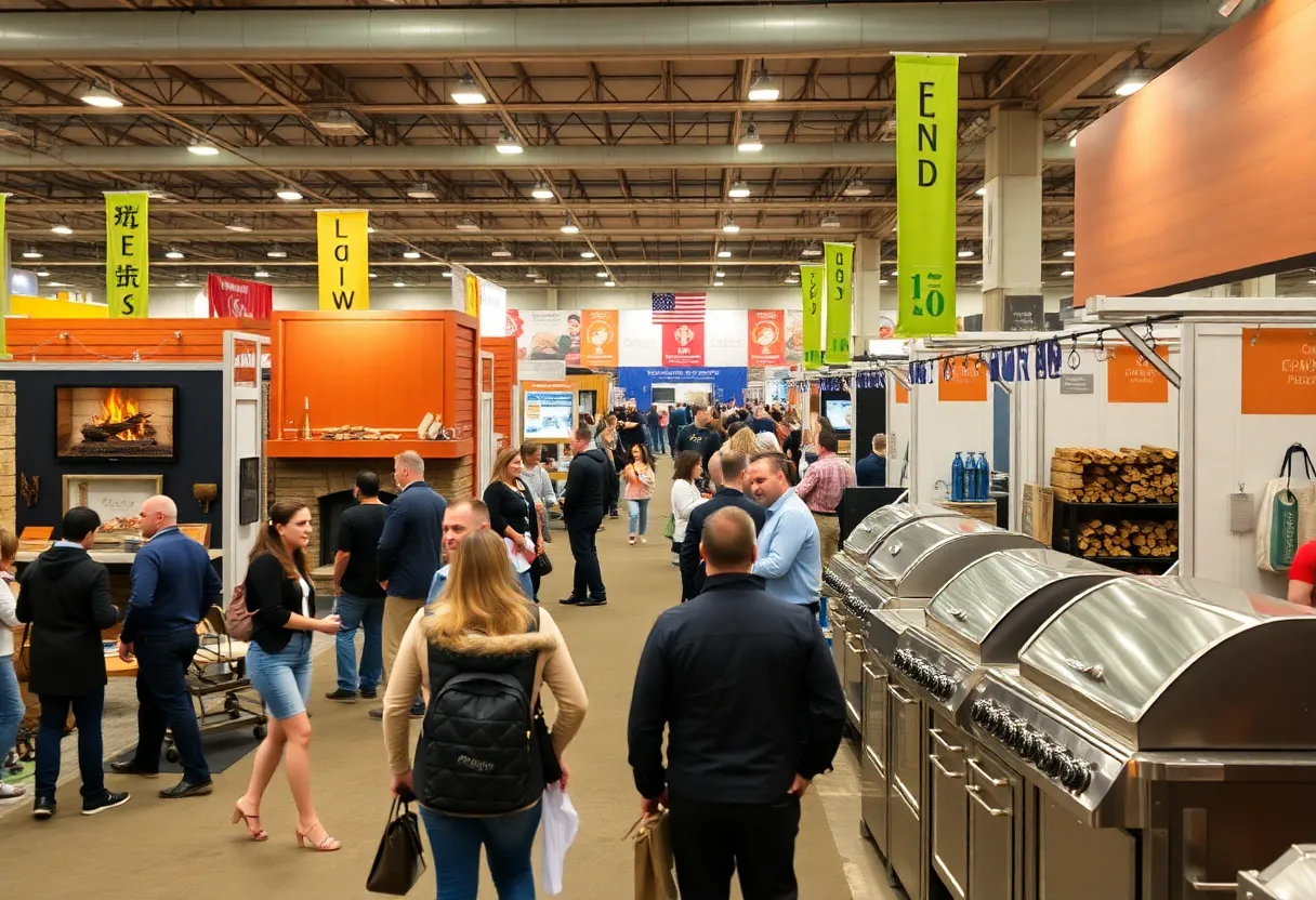 Visitors exploring booths at the Indianapolis Home Show featuring Godby Hearth & Home products.