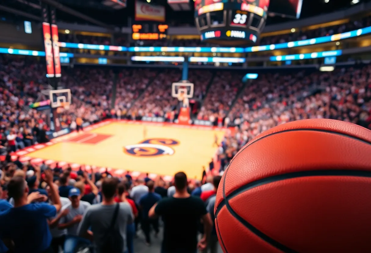 Fans cheering at an Indianapolis Jaguars basketball game