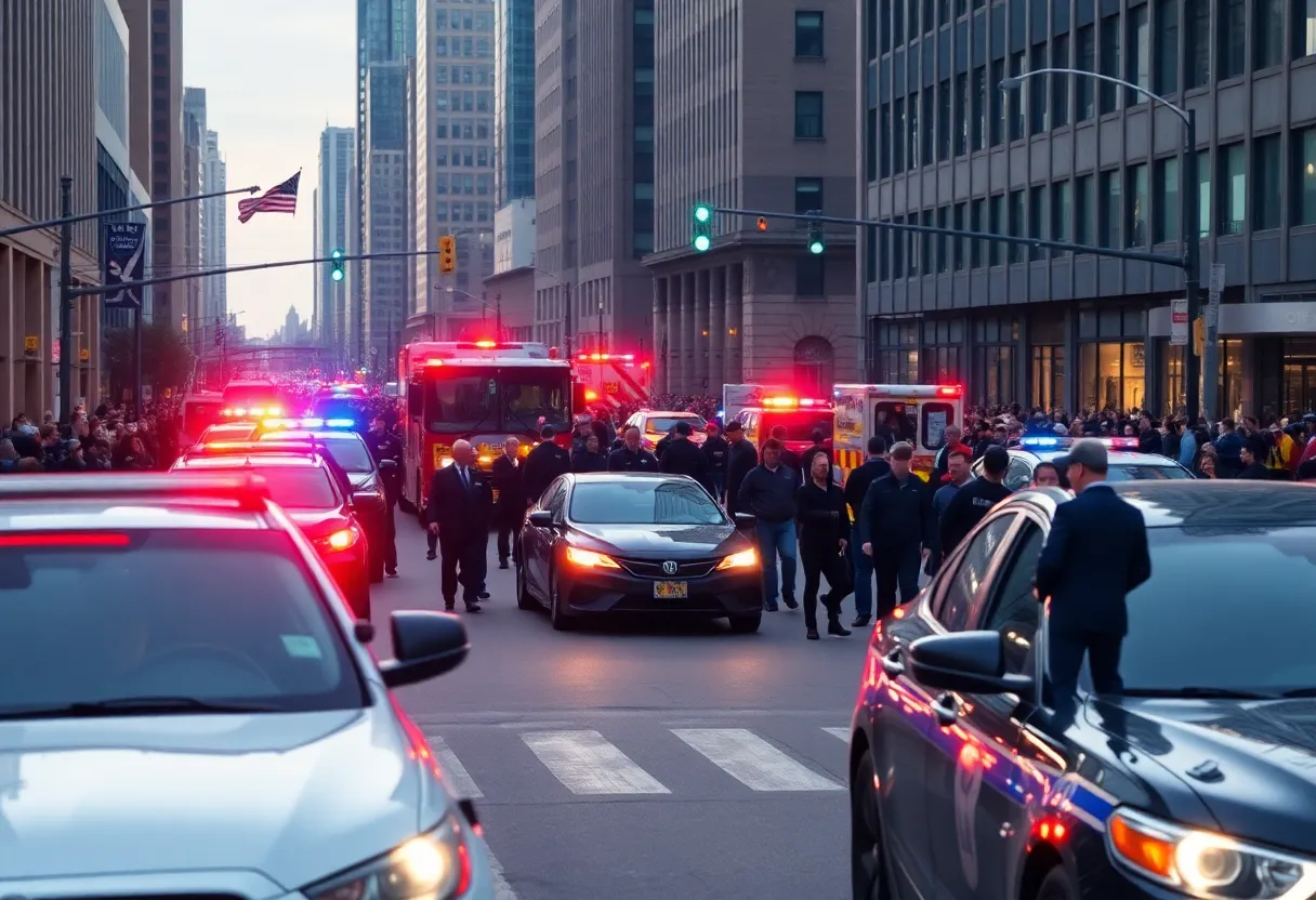Emergency responders at a shooting scene in Indianapolis