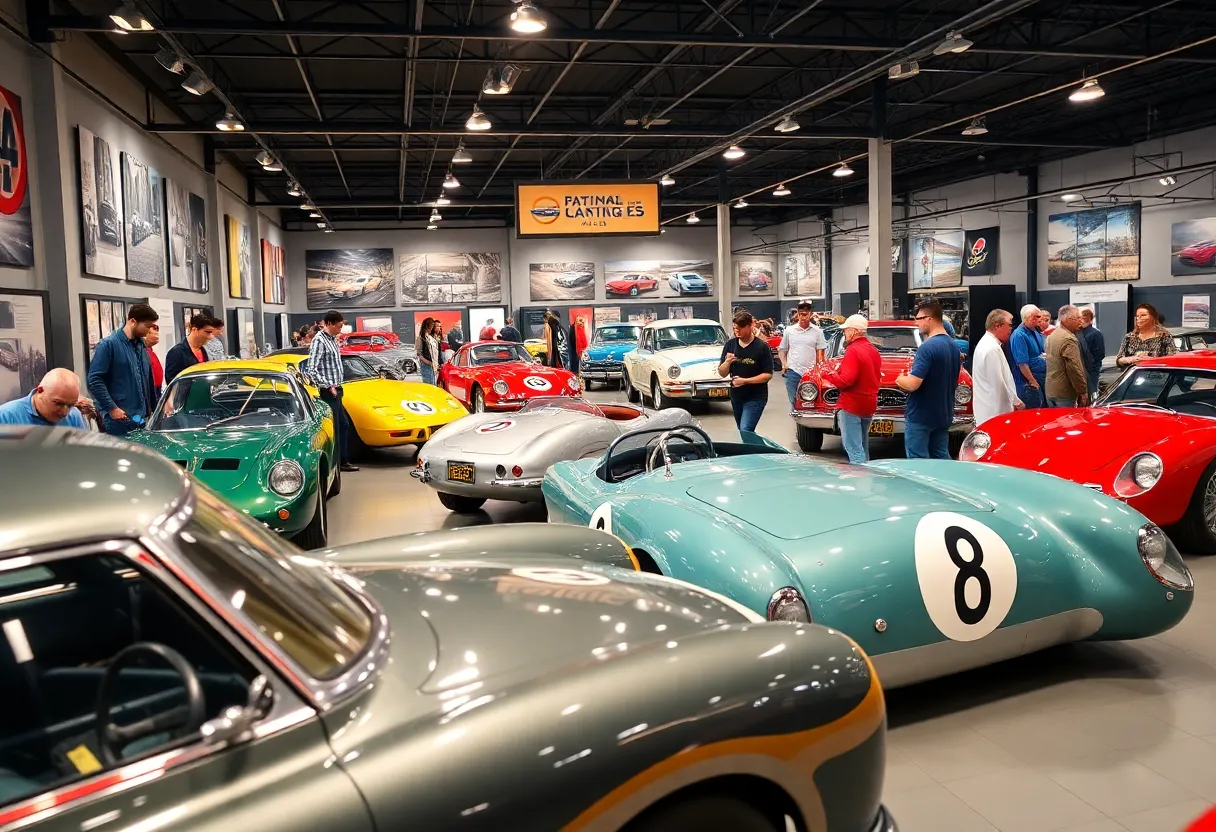 Visitors exploring the exhibits at the Indianapolis Motor Speedway Museum