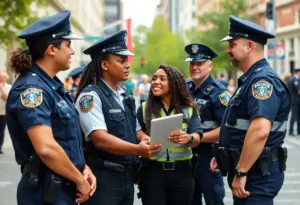 Indianapolis police officers engaging with the community