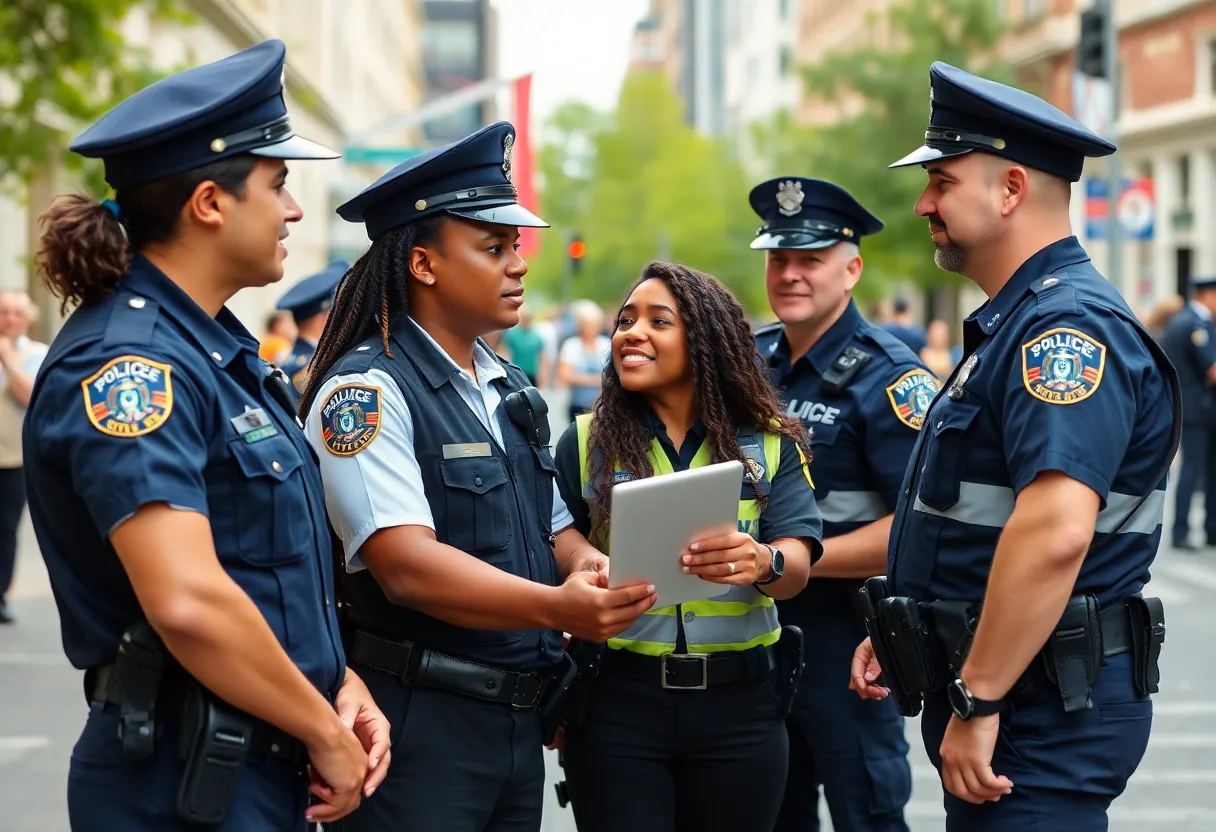 Indianapolis police officers engaging with the community