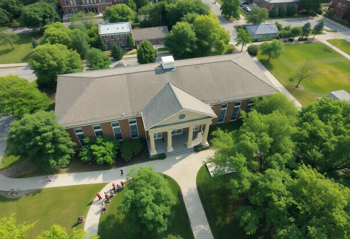 Aerial view of a school in Indianapolis