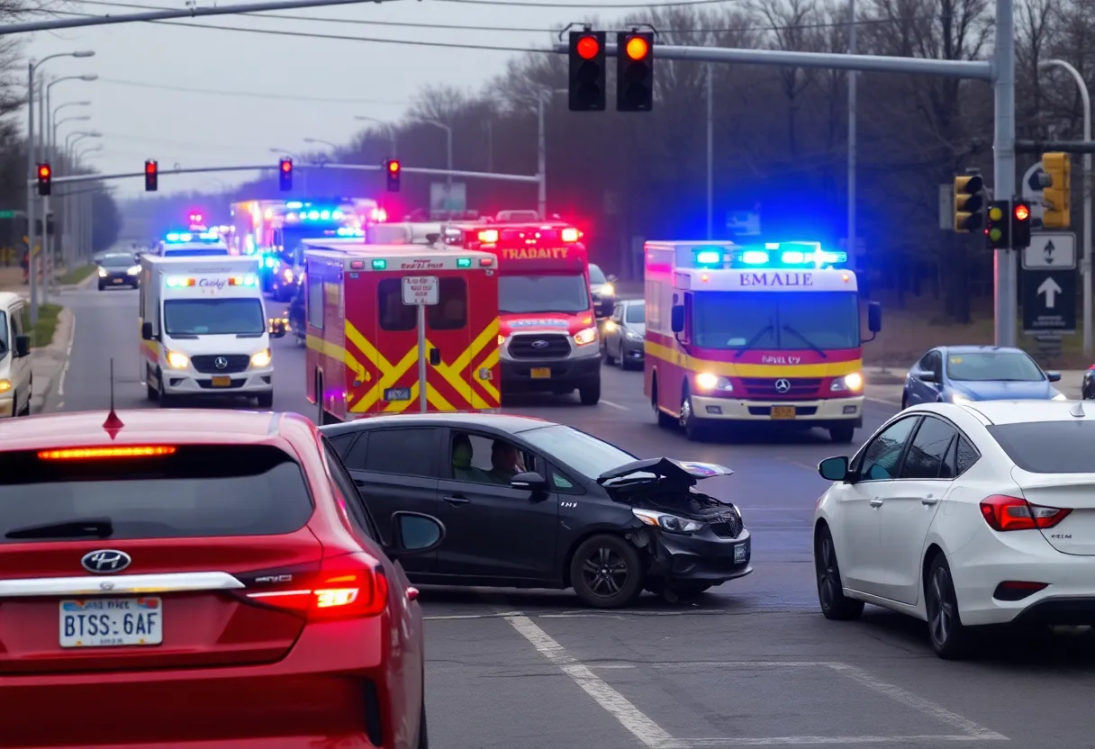 Emergency crews at the scene of a two-vehicle crash in Indianapolis