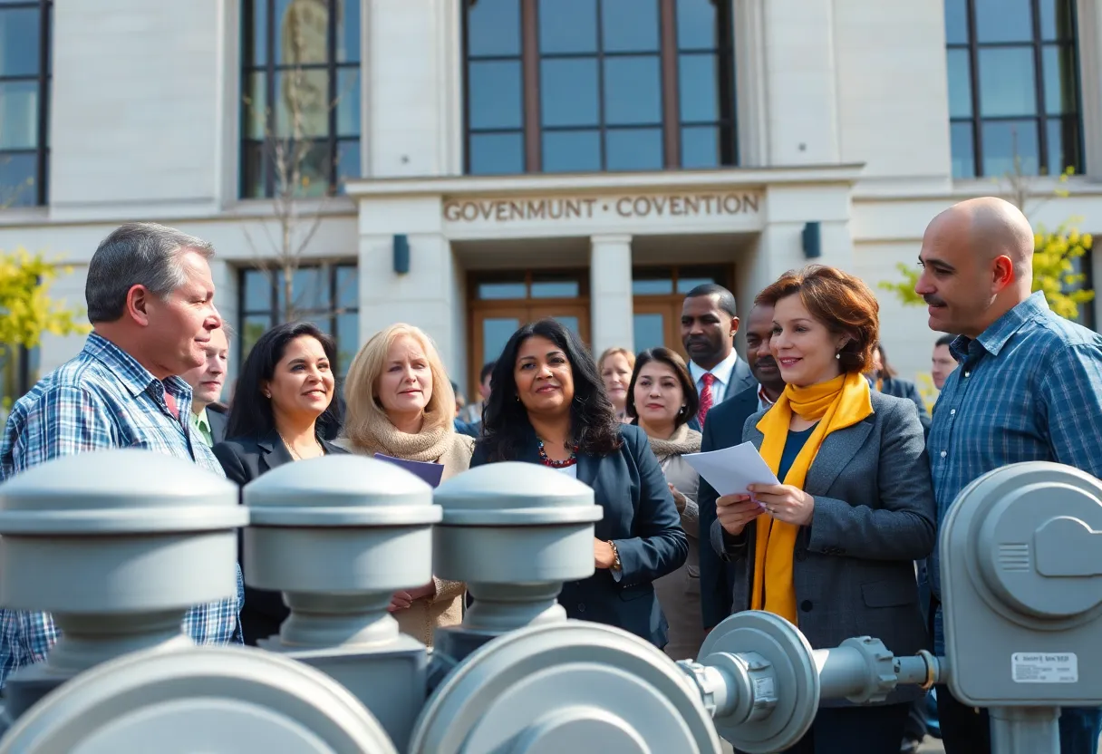 People discussing utility rate regulations in Indianapolis