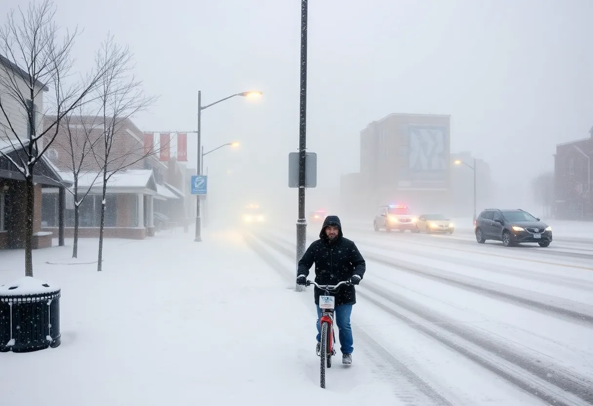 Snow-covered streets in Indianapolis during a winter storm