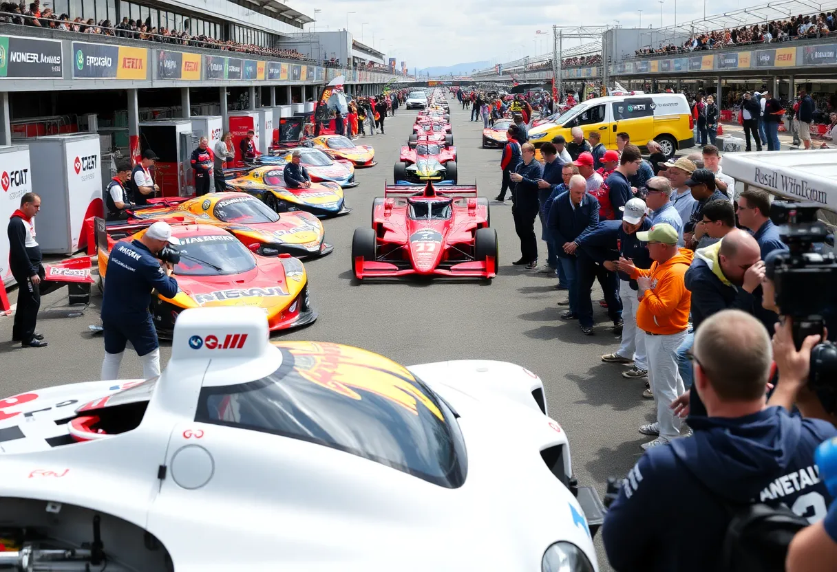 Highlights from INDYCAR Content Day in Indianapolis with race cars and team interactions.
