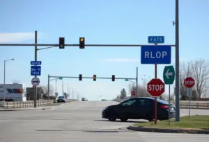 Road intersection scene in Nebraska
