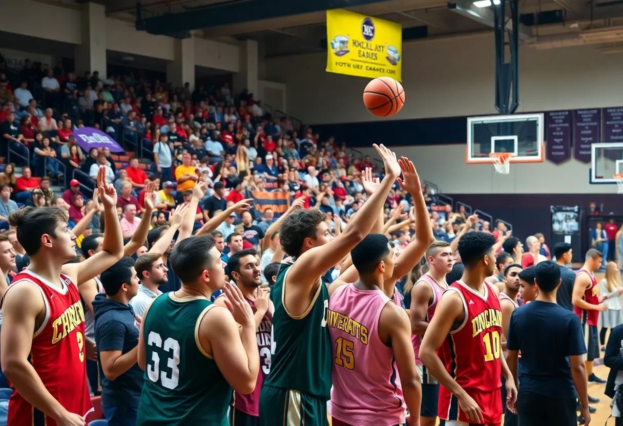 IU Indianapolis Jaguars playing against Wright State Raiders in a college basketball game.
