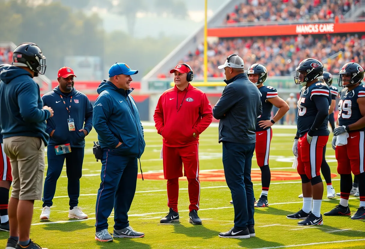NFL coaching scene depicting teamwork and strategy