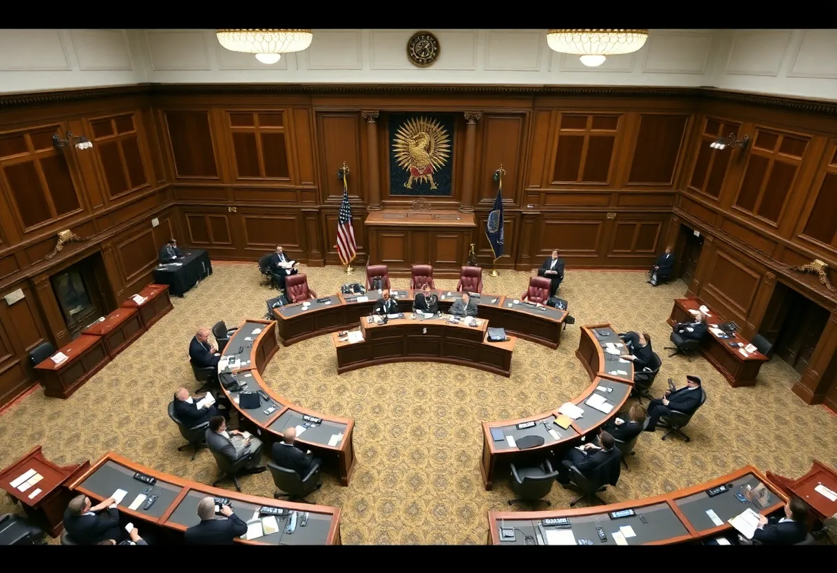 Senate Judiciary Committee meeting room during leadership change