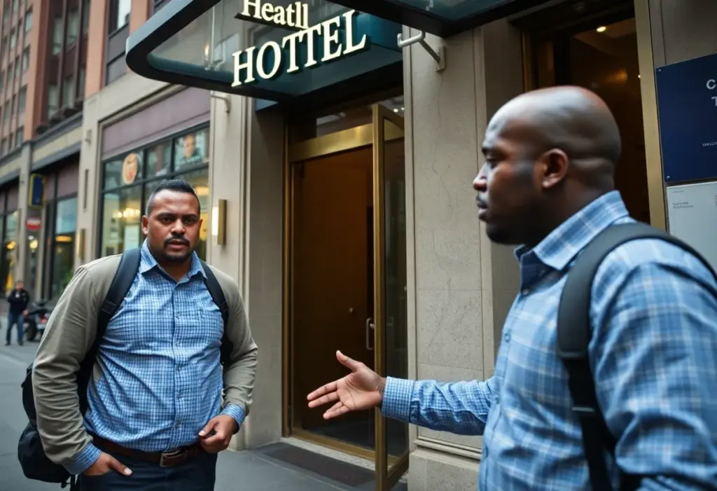 Scene depicting the aftermath of a public altercation in downtown Indianapolis.