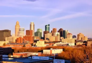 Minneapolis skyline showcasing diverse community and businesses