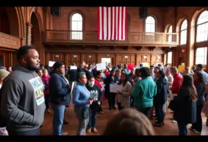 Community members participating in MLK Day Celebration at Madam Walker Legacy Center