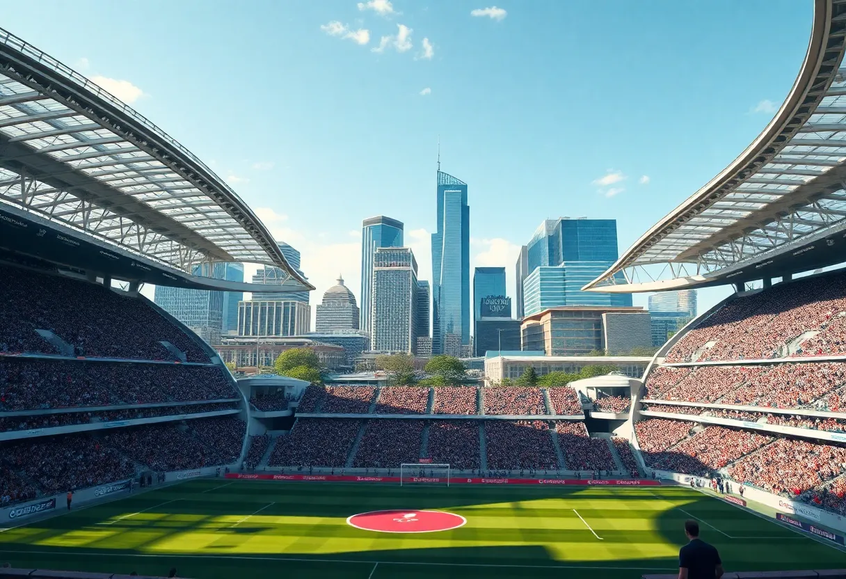 Conceptual design of a modern soccer stadium in Indianapolis