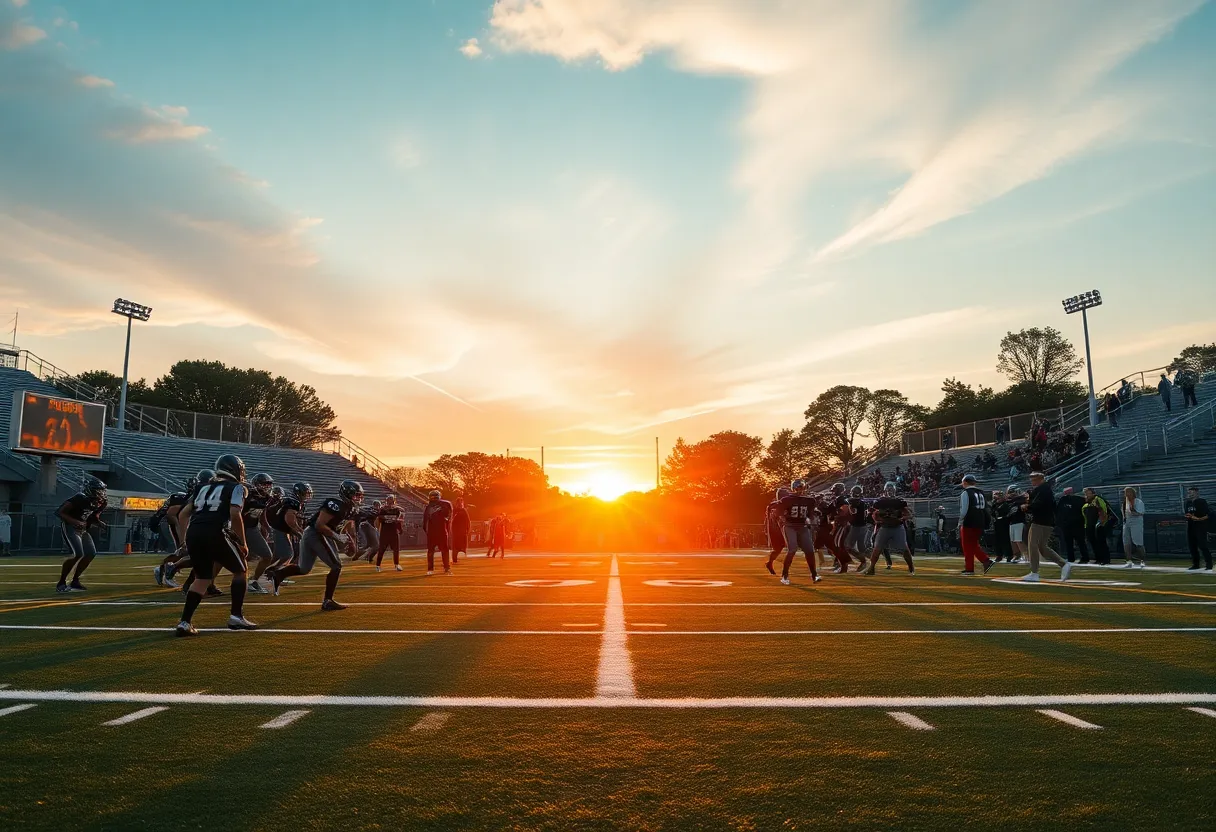 High school football game in action