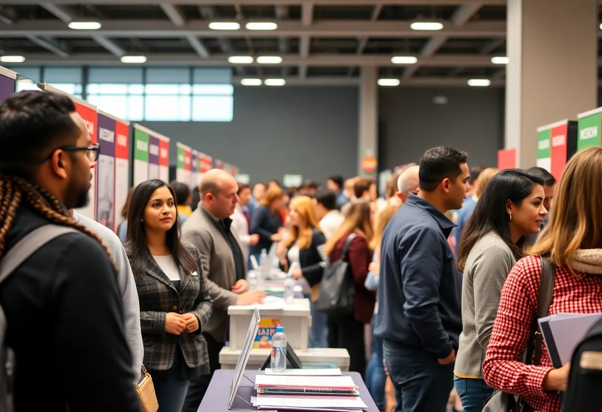 Job seekers interacting with employers at the New Year Job Fair