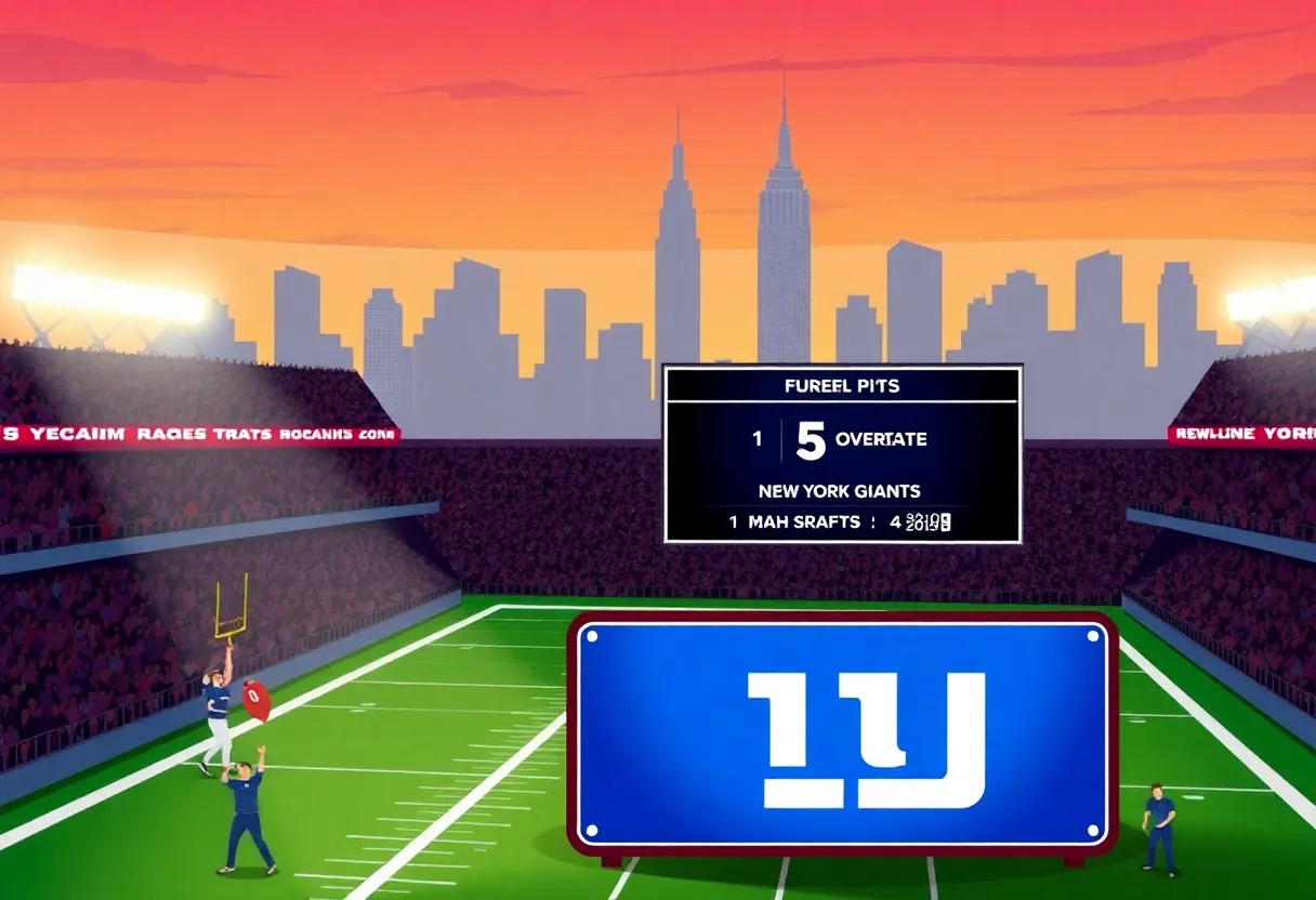 New York Giants fans celebrate the fifth overall draft pick.