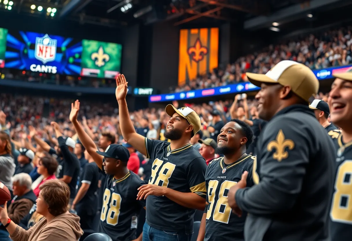 Crowd at the NFL Draft supporting the New Orleans Saints