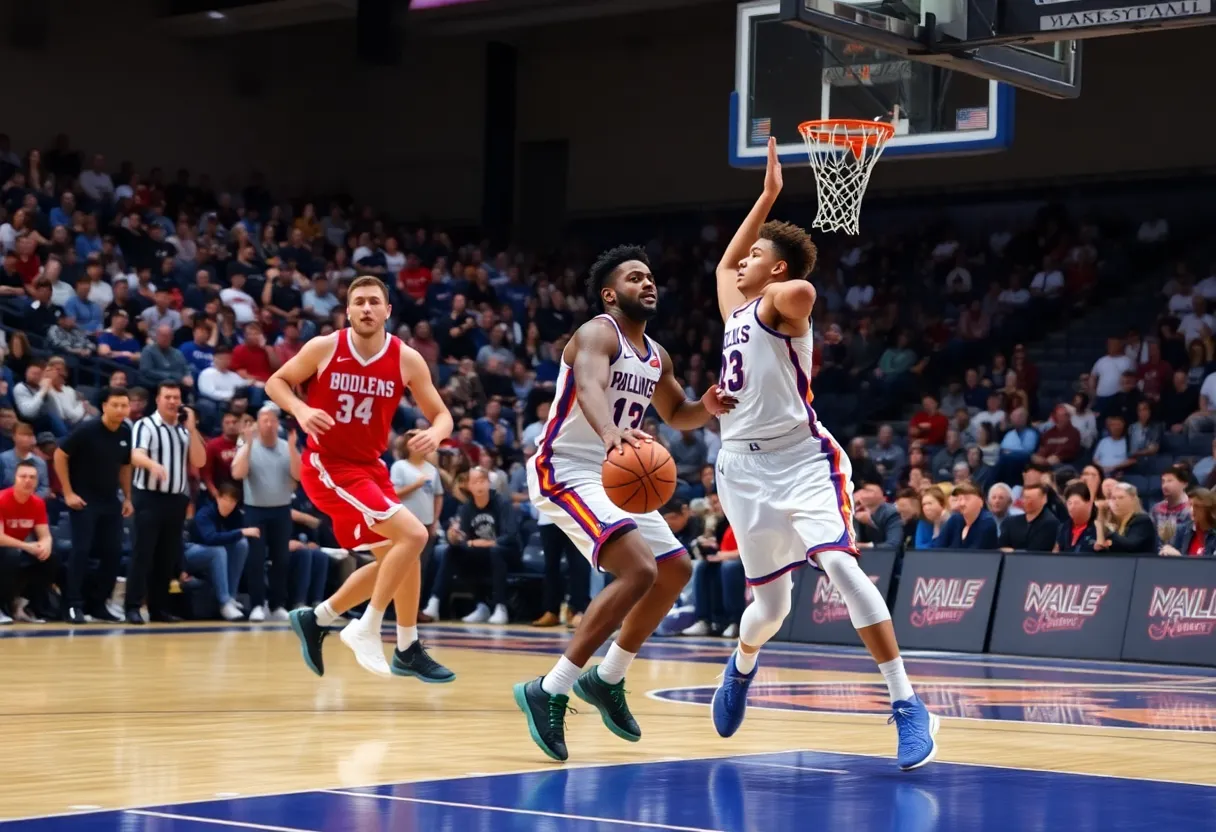 Basketball players competing during the Pacers vs Thunder game.