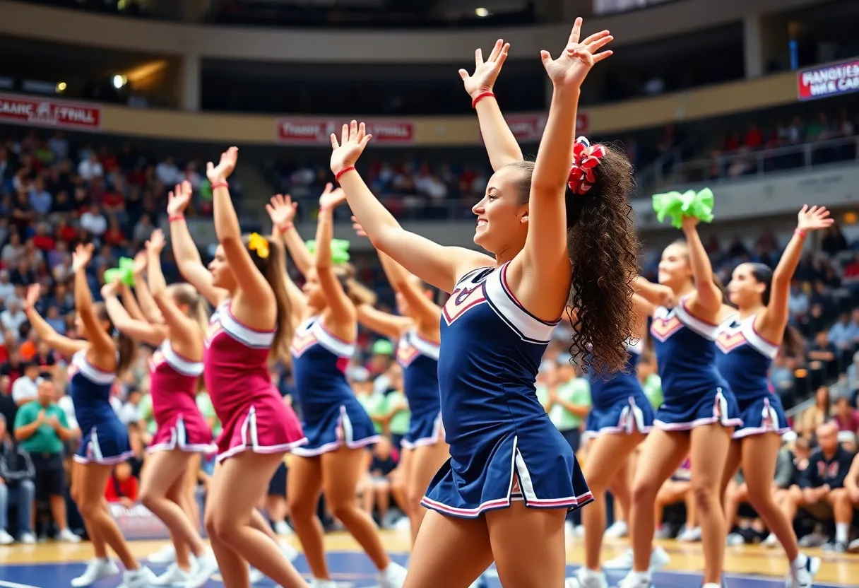 Cheerleaders performing at the Pro Cheer League inaugural event in Indianapolis