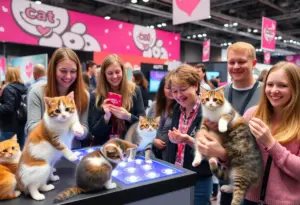 Attendees enjoying activities and kitten therapy at PurrCon 2026