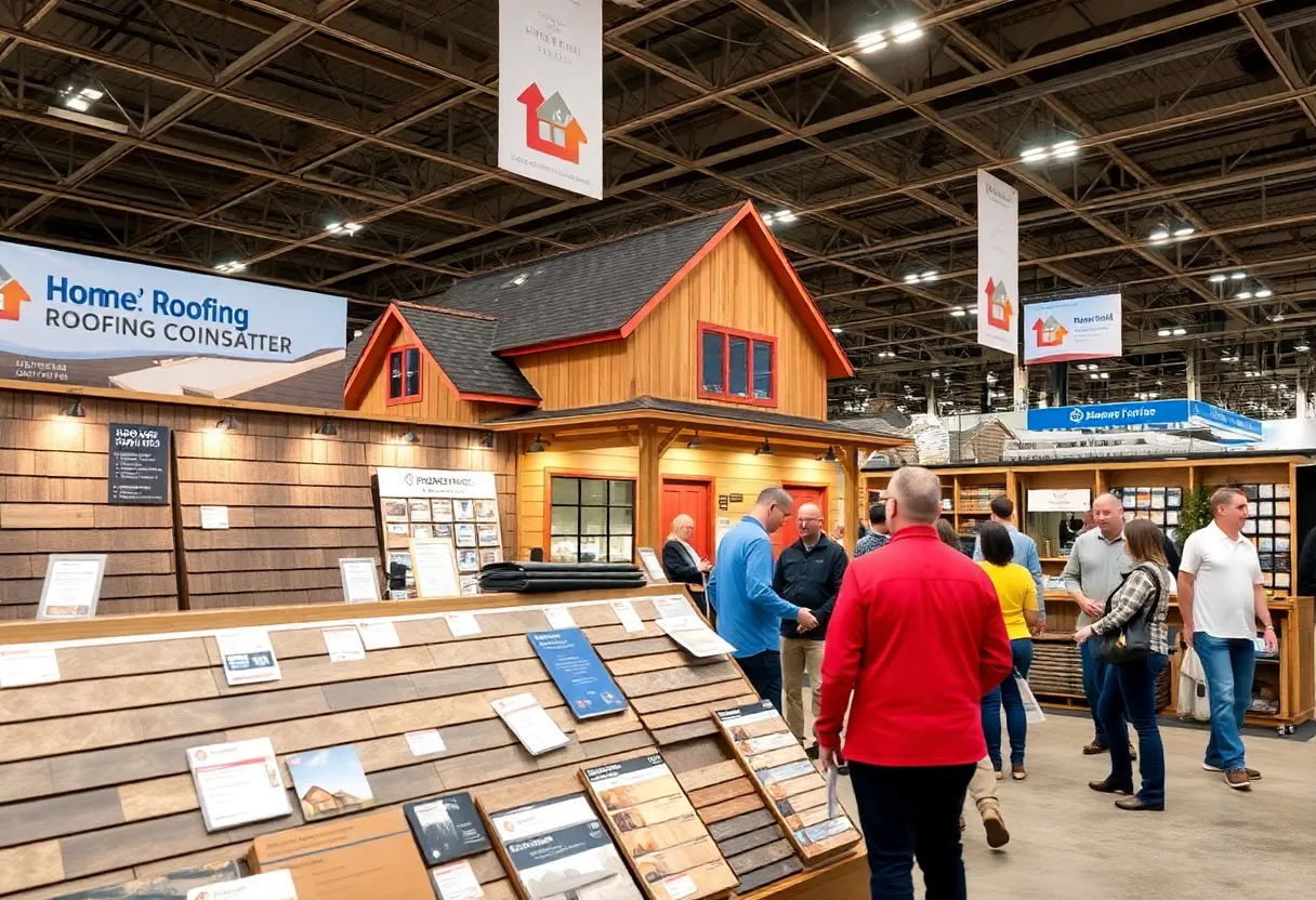 Display of Rojas Roofing services at a home show in Carmel, Indiana