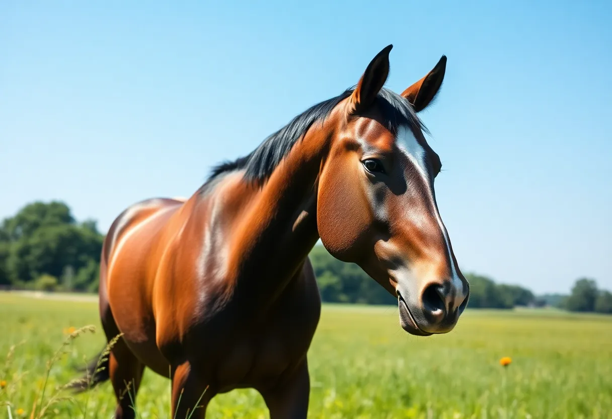 Indiana Thoroughbred horse in a pasture