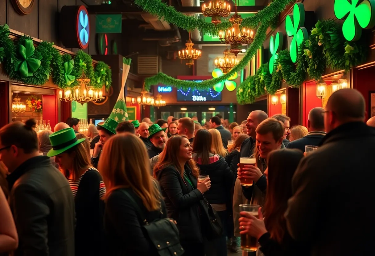 Participants enjoying St. Patrick's Day bar crawls in Indianapolis