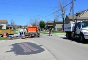 Community members engaging in recovery efforts after severe storms in Indiana.