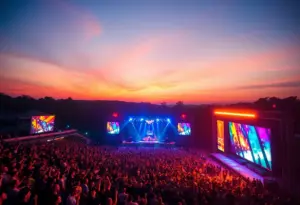 Outdoor concert at Everwise Amphitheater with lively crowds