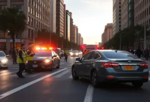 Emergency responders at the scene of a two-vehicle accident at Shadeland Avenue