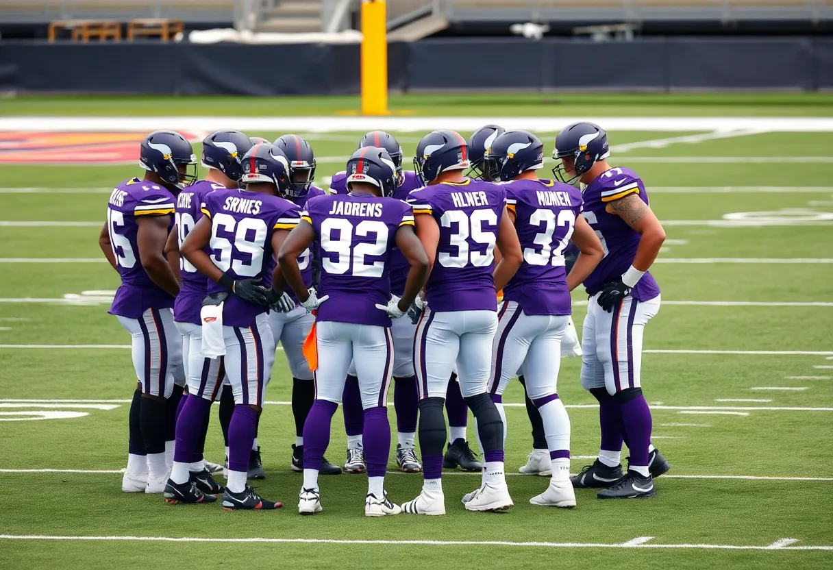 Minnesota Vikings football team strategizing