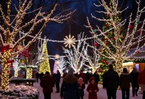 Winterlights festival in Indianapolis, showcasing vibrant holiday lights.