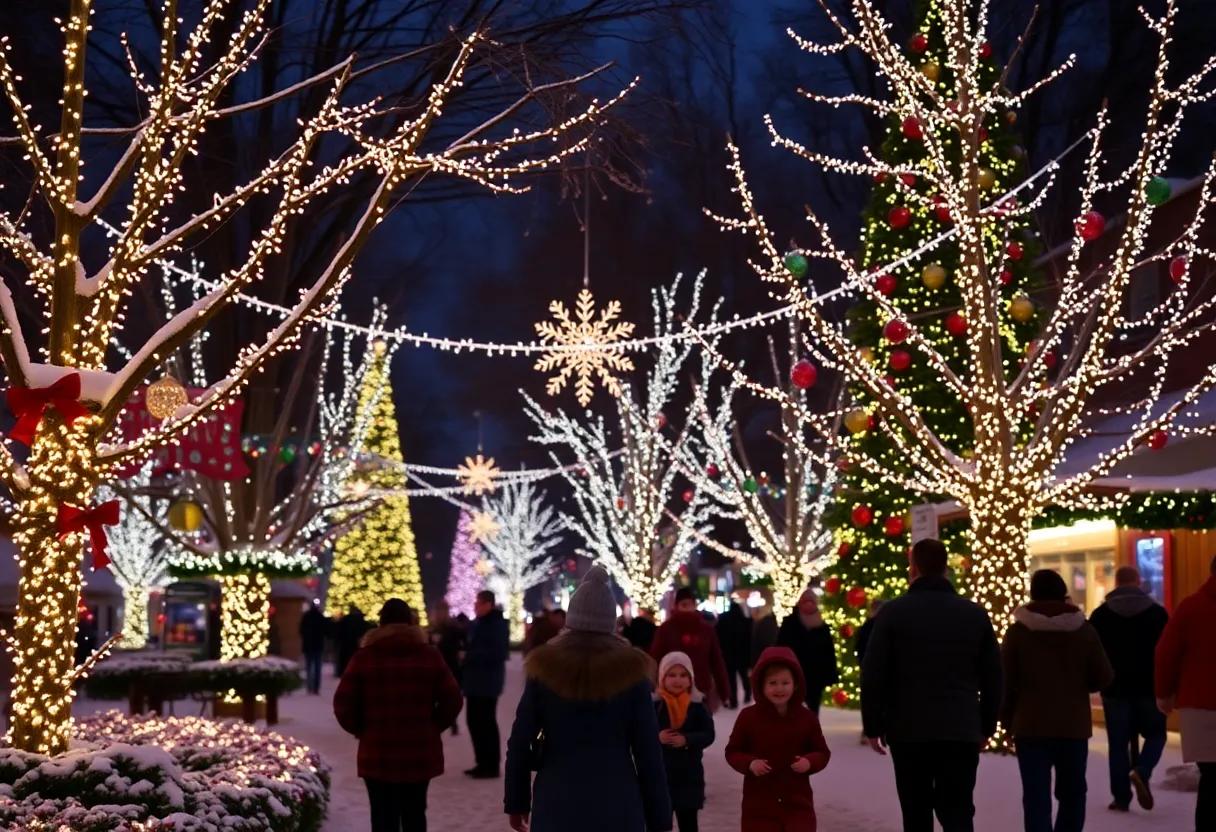 Winterlights festival in Indianapolis, showcasing vibrant holiday lights.