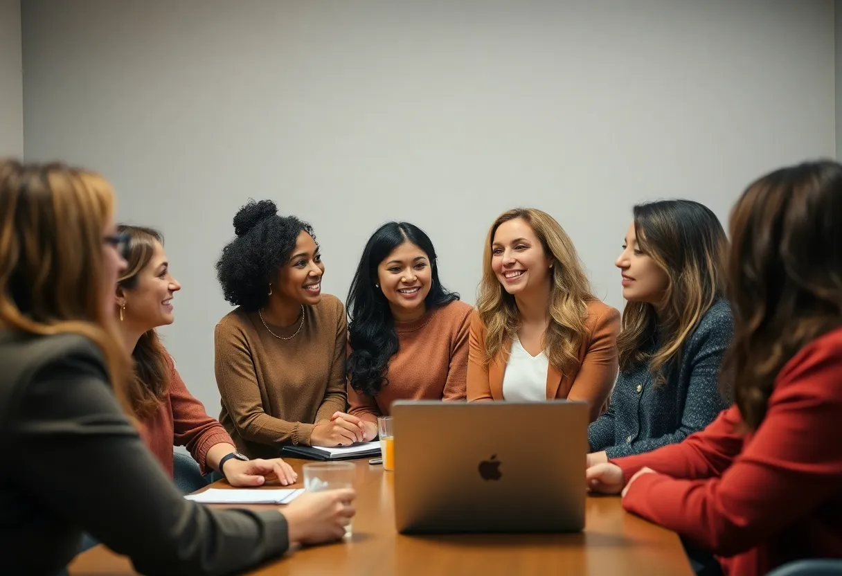 Diverse women in an online meeting, sharing experiences and building friendships