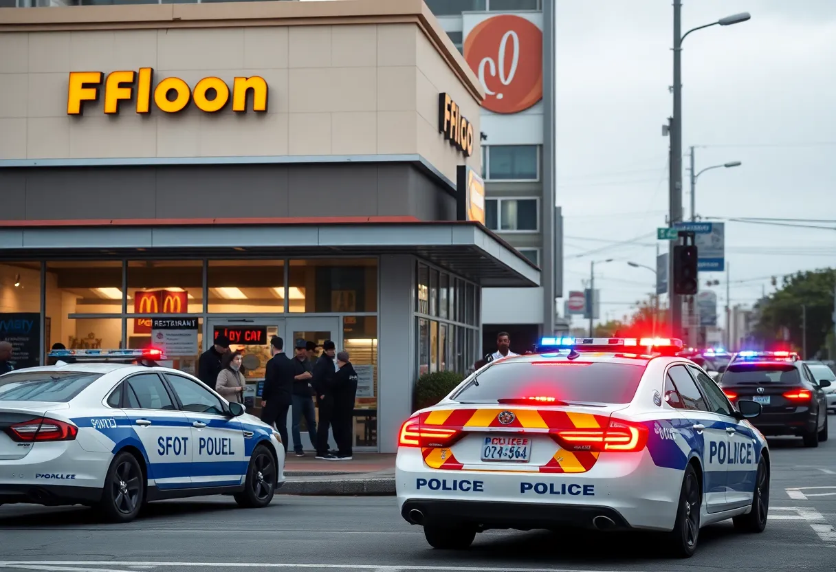 Police presence at a Burger King after an armed robbery.